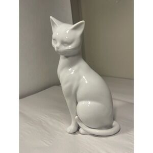 Vintage Otagiri OMC Japan Porcelain White Cat Figurine 8" Sitting Siamese MCM